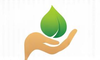 Icône écologique, main tenant une feuille